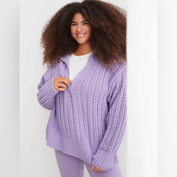 Aerie Cable Car Quarter Zip Sweater - Picture 1 of 5